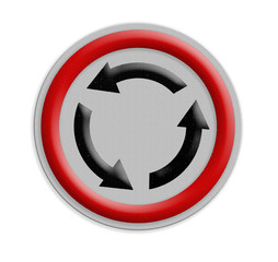 Roundabout crossroad road traffic sign , Part of a series.