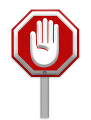 Hand Stop Sign, mesh isolate on white background, Part of a seri
