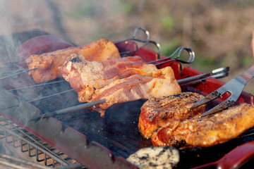 Preparation of meat on the BBQ