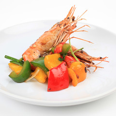 Friedshrimp with Pepper and with Sweet pepper