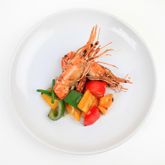 Friedshrimp with Pepper and with Sweet pepper