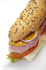 sandwich with ham,cheese and fresh vegetables