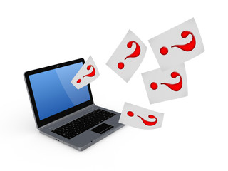 Notebook and symbol of query mark.