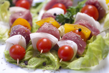 Fresh skewers with vegetables