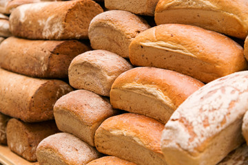 stacked loaves of fresh delicous bread
