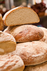 stacked loaves of fresh delicous bread