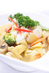 Thai yellow curry with mix vegetables.