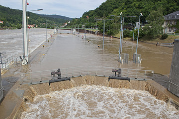 überflutete Schleuse