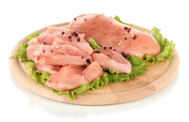 Chicken meat on board isolated on white