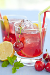Homemade lemonade with fresh fruits