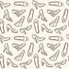 Seamless pattern with women shoes