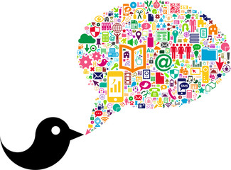 Bird with Social Media icons