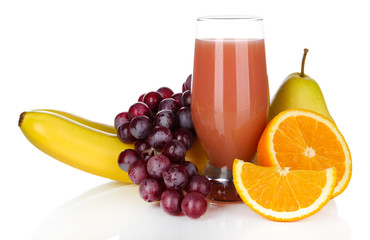 Glass of fresh juice isolated on white