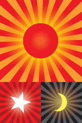 sun star moon vector