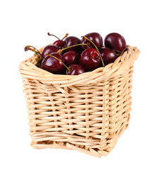 Sweet cherries  in a basket