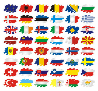 Europe Flags Brush style