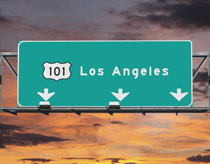 Fototapeta premium 101 Freeway Los Angeles Sunrise Sky