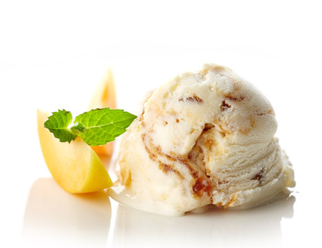 scoop of ice cream on white background