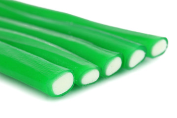 Sweet jelly candies isolated on white