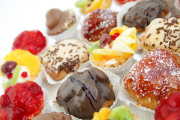 Close up of small cakes with with different stuffing