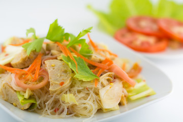 thai vermicelli and ham dress salad