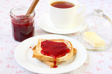 Toast with strawberry jam