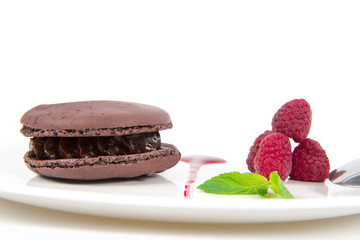 macaron chocolat et framboises