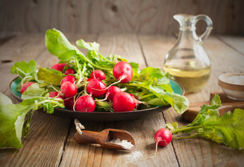 Fresh radishes on a plate