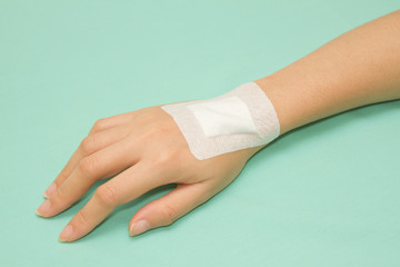 Adhesive Healing plaster on hand