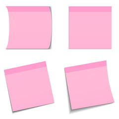 4 Pink Stick Notes on White Background