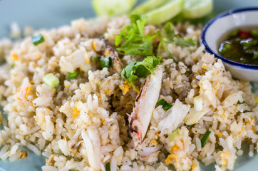 Home made and Thai style crab meat fried rice
