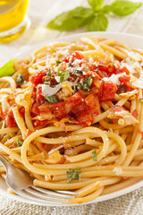 Homemade Bucatini Amatriciana Pasta