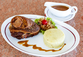 Deep fried pork leg .