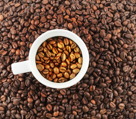 Cup full of special coffee beans