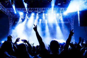Jubelnde Konzertbesucher auf Rock-Konzert