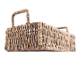 Brown wicker basket isolated