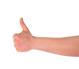 Thumbs up hand gesture isolated