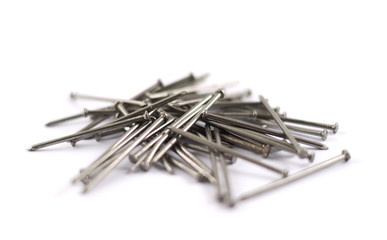 Pile of metal nails isolated