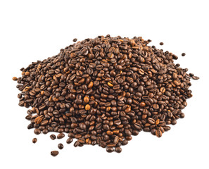 Pile of coffee beans isolated