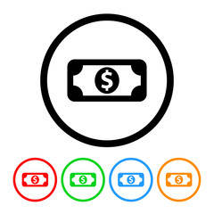 Money Icon Vector with Four Color Variations