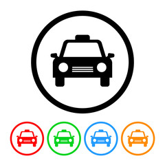 Taxi Car Icon Vector with Four Color Variations