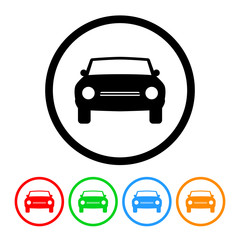 Car Icon Vector with Four Color Variations