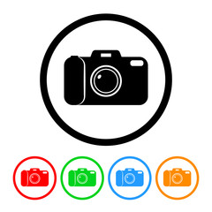 Camera Icon Vector with Four Color Variations