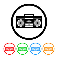 Boombox Radio Icon Vector with Four Color Variations