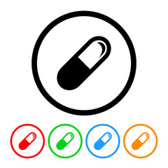 Pill Capsule Icon Vector with Four Color Variations