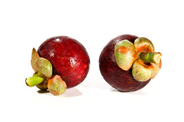 fresh mangosteen fruit on white background