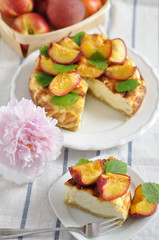 K&auml;sekuchen mit Aprikosen