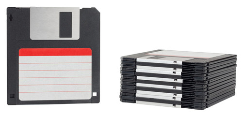 Isolated floppy disks with label