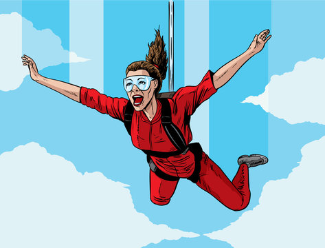 Happy Parachuting Girl