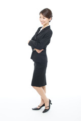 Beautiful asian business woman isolated on white background